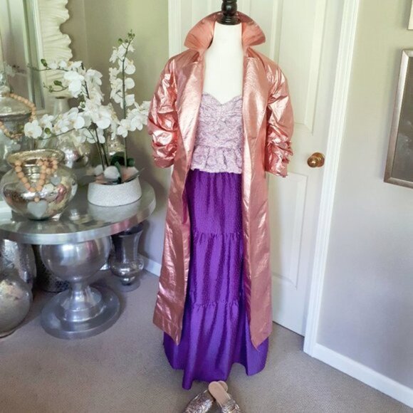 NWT Zara soft pink purple metallic peplum ruched top, XS - Picture 5 of 8